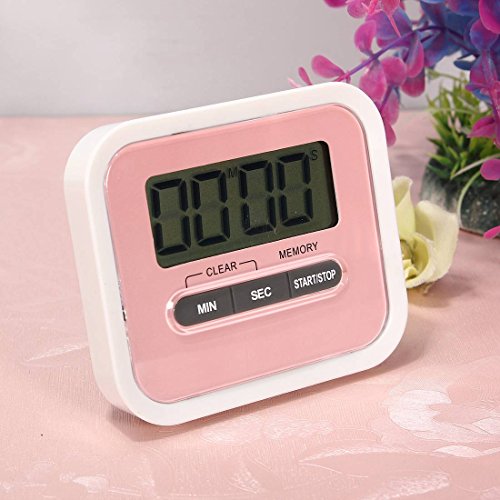 ELEGIANT Digital große LCD Display Küchentimer Küchenuhr Kurzzeitmesser Kurzzeitwecker elektronischer Timer KITCHEN COOKING Time “Countdown“ mit Magnethalter Rosa - 2