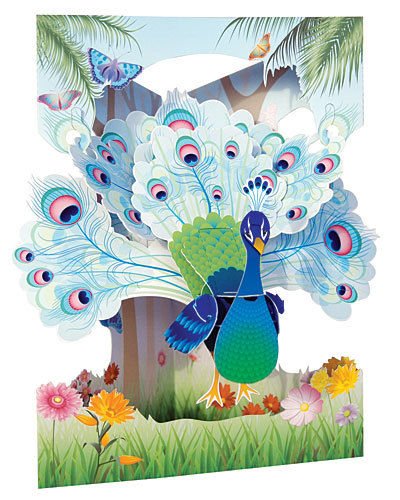 3d tarjeta de felicitación de swing Card pavo real