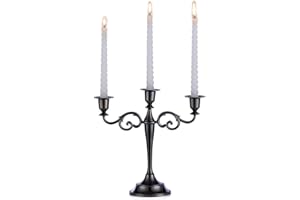 Sziqiqi Candelero con 3 Cabezas para Bodas Candelero De Aleación De Zinc Candelero para Mesas Cenas con Velas Decoraciones para Hotels Ornamentos Decorativos, Negro
