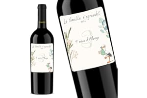 COUSIOTS Étiquette personnalisée - Cuvée de la cigogne - Naissance - Annonce