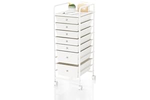 SHRIVEE 7-Tier Utility Cart with 7 Drawers, Rolling Utility Cart with 2 Lockable Wheels, Suitable for arts and crafts, offices, bathrooms, classrooms