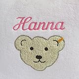 Frottier-Kuschel-Kissen mit Wunsch Namen bestickt rosa Steiff Collection 40 x 40cm mit Füllung - 2