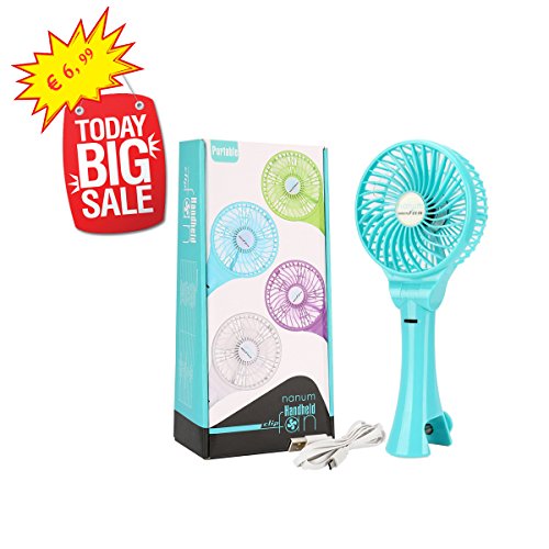 Totoose Handventilator batteriebetrieben Leise USB Clip Mini Einstellbarer Ventilator (Blau)