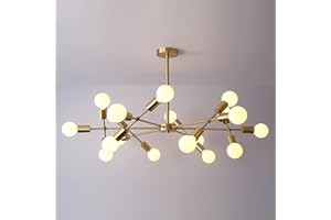 KRIPINC Lampadario Sputnik 18 Luci, Lampada da Soffitto Sputnik, Lampada a Sospensione Oro in Ottone, Lampadario a Sospensione E27, Lampadario Industrial per Soggiorno Cameretta Sala da Pranzo Cucina