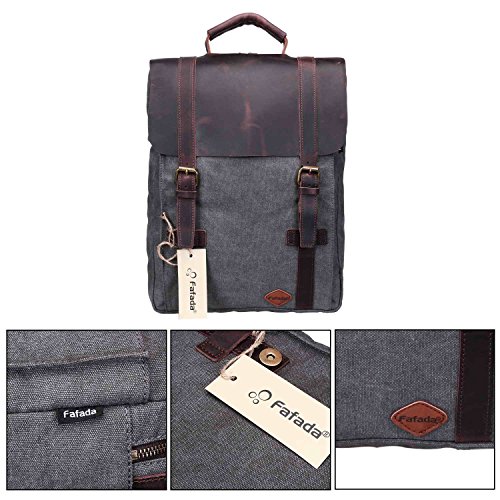 Fafada Vintage Rucksäcke Herren Damen Vintage Canvas Rucksack Retro Schulrucksack mit Der Großen Kapazität - 6