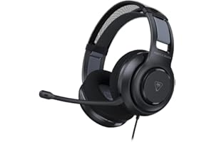 Turtle Beach Atlas 200 Oficjalnie licencjonowane czarne przewodowe słuchawki do gier PlayStation, PS5, PS4, 50 mm Nanoclear, mikrofon flip-to-mute, nauszniki z pianki pamięci, ruchomy pałąk