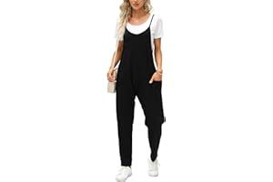 Ebifin Latzhose Damen Arbeitshose Sommer Lose Overall Jumpsuit Ärmelloser Latzhosen mit Große Taschen.