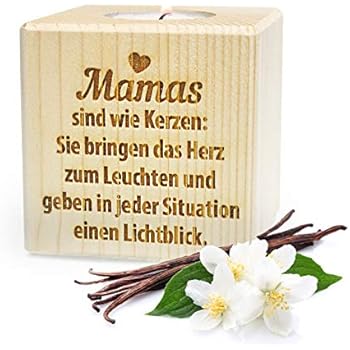 Amazon.de: GRAVURZEILE Holz Teelichthalter für Mama aus Rohholz