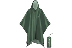 Beesgarden Waterproof Rain Poncho for Adult, Upgrade TPU Coating IP8000mm Waterproof Rating, Reusable Portable Unisex Hooded Rain Poncho for Outdoor Hiking, Camping, Concert, Travelling