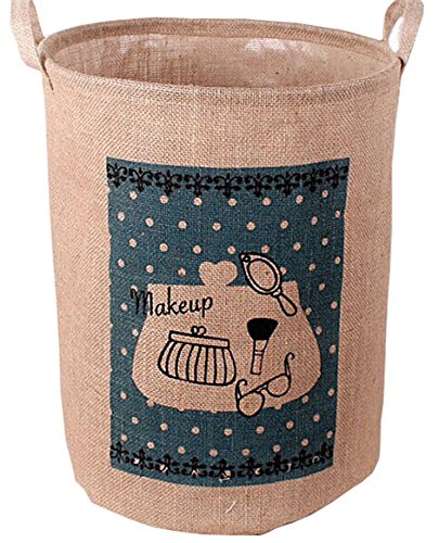 GreenForest Linen Round Laundry Storage Basket, Jewelry