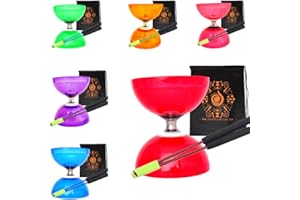 JUGGLE DREAM Quartz Triple Bearing Clutch Diabolo Set with Aluminium 'Metal' Sticks, Diabolo String and Cascade Carry Bag (Red with Red Handsticks)