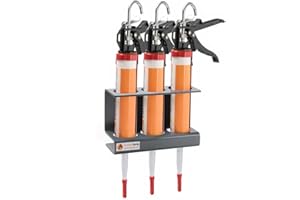 Amberquip Silicone & Sealant Tube Holder – PVC Van & Wall Mounted Storage Rack | Rustproof Mastic Cartridge Organiser for Workshop, Garage, Plumbers & Trade Vans. Grey. (3 Gun Holder)