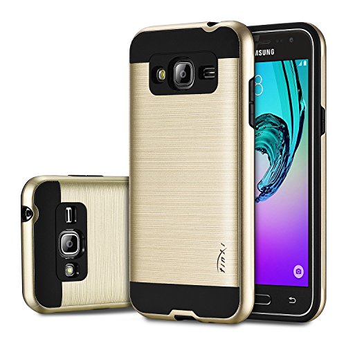 tinxi   Caso protector de la alta calidad de la PC y silicona para Samsung Galaxy J3 DUOS 2016  SM-J320F  5 0 pulgadas antideslizante backcover prueba de golpes Protecci  n Cubierta de la caja con el oro fondo
