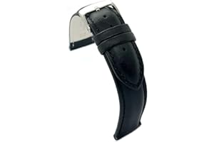 diloy Cinturino in pelle per orologio classico – Pelle bovina liscia cucita, bombata, fibbia in acciaio – Misure 8mm, 10mm, 12mm, 14mm, 16mm, 18mm, 19mm, 20mm, 22mm, 24mm 302