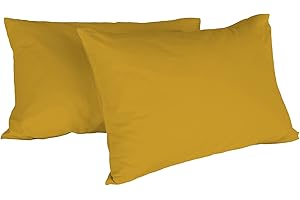 Italian Bed Linen Max Color Coppia di Federe Tinta Unita, 100% Cotone, Senape, 52 x 82 cm