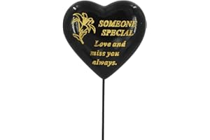 ANGRAVEMEMORIALS Someone Special Black & Gold Lily Flower Memorial Tribute Stick Graveside Plaque