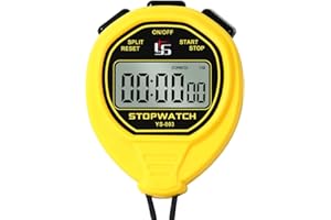 VNIMKSO Waterproof Silent Stopwatch Timer with ON/Off, Basic Operation, Stopwatch Mode Only, for Swimming Running Training, for Coaches Referees Teachers (Yellow) Water Resistant