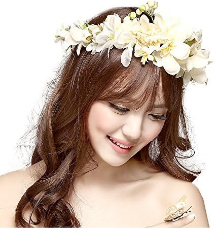 Jishen Flower Headband Garland Crown Festival Wedding Hair Wreath Floral Headband Wedding dress headdress Headwear