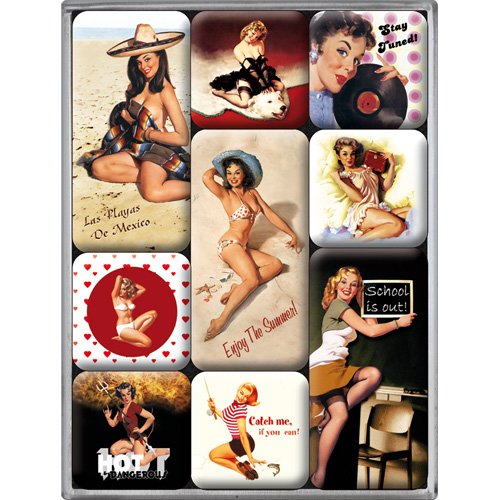 Nostalgic-Art 83012 Pin Up Beach, Magnet-Set, 9-teilig