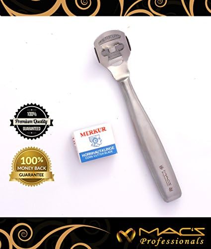 MACS Corn and Callus Shaver / Hard Skin Remover / Corn and Callus Shaver with Stainless Steel Handle With 10 Extra Free Blades - Macs Professional Best Quality 602-1