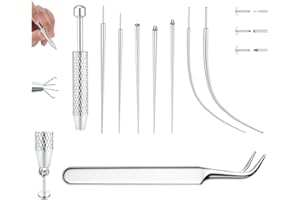 LOLIAS Zestaw do przekłuwania uszu 16G, 18G, igły do przekłuwania, stożek, chwytak kulkowy, narzędzie do zmiany biżuterii, stal nierdzewna, bez gwintu, wstawianie nici, zestaw do piercingu ciała, do