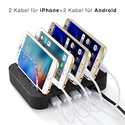 NexGadget abnehmbaren Multiport-USB-Universal-Ladestation Ladedock,Dockingstation,Ladegerät(4 Ports USB-Ladestation) - 2