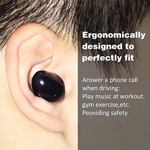 EZ Generation S600 Mini Auricolare Bluetooth,Invisibile V4.1 Wireless Bluetooth Orecchio Auricolare Headset Sportive Cuffie Auricolari Senza Fili Piccolo Cuffie Bluetooth con Microfono per iPhone,iPad,Macbook Air,Surface Pro4,Samsung Galaxy,Huawei,LG,Xiaomi,Vivo,Oppo,Sony,HTC e la maggior parte degli altri Smartphone e Tablet( Nero)