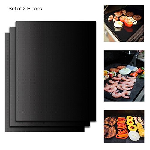 Extsud BBQ Grillmatten, 3er Set BBQ Antihaft Grill-und Backmatte wiederverwendbar PFOA-frei – Toll über Kohle, Gas und Weber Style Grills – Perfekt für Fleisch, Fisch und Gemüse 40x33 cm