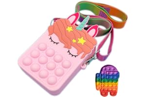 BUYVERSE Bolso bandolera infantil de silicona con burbujas antiestrés para niñas