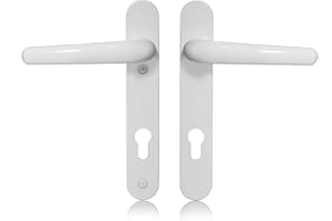 SCHLOSSER TECHNIK XFORT Poignée de porte en blanc Uros (PZ 92mm, 112mm de distance entre les trous de vis, 209mm en tout) Plaque arrière courte en aluminium, poignée de porte avant en UPVC