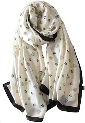 Glitterbugs Womens 100% Mulberry Silk Scarf Long Satin Scarf Fashion Designer Scarf Lightweight Gift,01
