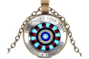 DGP Iron Man Tony Stark Reattore Collana in Vetro Curvo Convesso Rotondo di Metallo Pendente Film Distintivo Commemorativo (Bronzo)