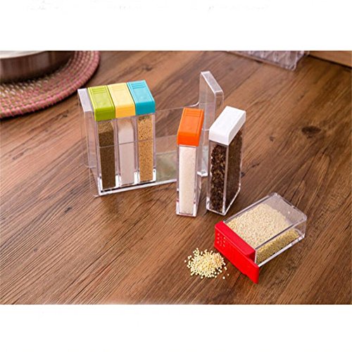 6/Set Spice Shaker Würze Flasche, jar Gewürz Container mit Tablett, klar Würze Rack Gewürzbehälter, Aufbewahrung Rack Küche Zubehör – Multi Farbe - 7