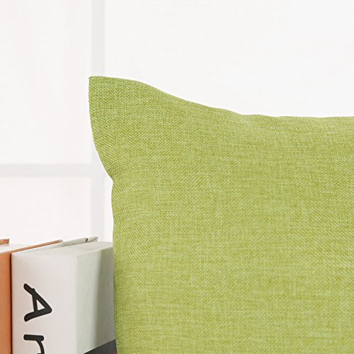 Deconovo Kissenhülle Leinenoptik Kissenbezüge Sofa Dekokissen 45×45 cm Grün 4er set - 4