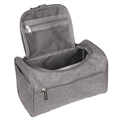TravelMore Hanging Travel Toiletry Bag Organizer & Bathroom Hygiene Dopp Kit with Hook for Traveling Accessories Toiletries Bathroom Shaving & Makeup for Men and Woman - Gray