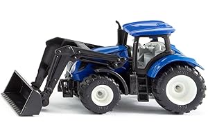 siku 1396, Tractor New Holland con cargador frontal, Metal/plástico, Azul/negro, Cargador frontal móvil, Enganche para remolque