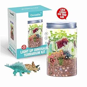 Onnetila Onnetila Dinosaur Fairy Garden in a Jar | Light-up Terrarium Kit for Kids | Grow and Glow STEM Educational Toys for Children