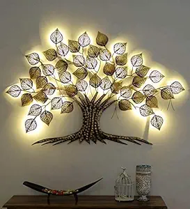 Indian Craft House Metal Tree Of Life With Led Art Sculpture In Multicolor Fine And Clean Finish Wall Hanging Artificial Tree Hand Crafted By Indian Artisans Best Wall Art For Wall Decor, Restaurant And Hotels, Home Living Room, Bedroom Decoration