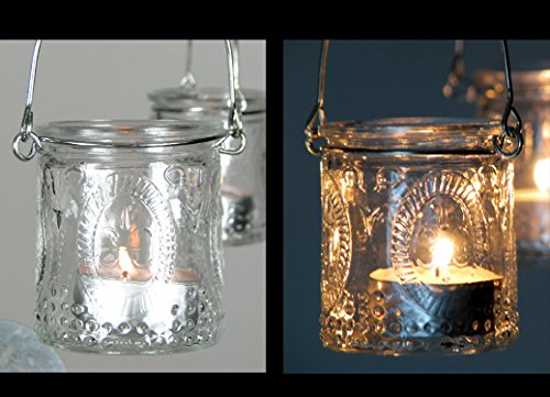 Windlichter, Gartenlaterne, kleiner Nostalgie-Hängeleuchter im Antik-Look, Metall dunkelbraun, Ø 32 cm mit 8 Windlichtern *Art.N70* - 4