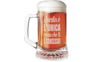 Olallà Boccale di Birra con Incisione da 0,4 L - Bicchiere da Birra con Manico - Frase incisa a Laser - Idea Regalo per Lui, Compleanno, Natale, San Valentino (Birra Rossa)