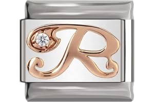 Italian Charms Rose Gold Letter A-Z Charm Link fits all 9mm Bracelet - UK stock