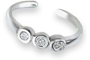 HEATHER NEEDHAM SILVER Heather Needham Sterling Silver Cubic Zirconia Toe Ring with 3 stones - Adjustable size - Gift Boxed. 0961CZ.