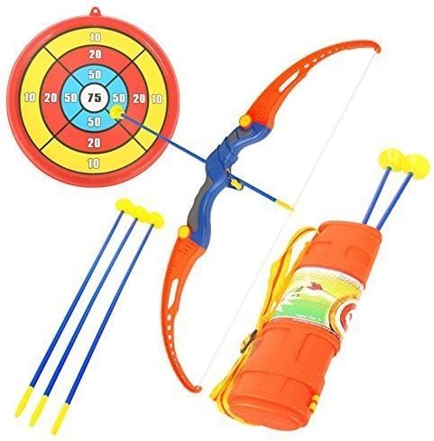 Fun Toy Archery Shooting Set for Kids with Bow&amp; 3 Suction Cups, Target, Quiver