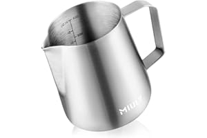 MaxMiuly Milk Frothing Pitcher,400ml Stainless Steel Milk Jug for Making Latte Art and Coffee Cappuccino,Coffee Milk Measuring Jug 14oz