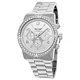 Elegante Pure Time® Damen-Uhr Strass Analog Quarz Armband-Uhr in Silber Chronograph Optik Uhr