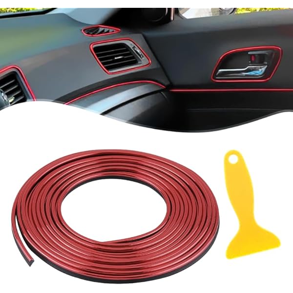 Selbstklebende Chrom Zierleiste Für Auto | 10mm X 5m Rolle In Rot - Universal Karosserie Dekoration & Kratzschutz