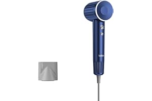 Laifen Sèche-cheveux série rétro 200 millions d'ions négatifs, sèche-cheveux de voyage avec moteur sans balais de 110 000 tr/min pour un séchage rapide, faible bruit avec buse magnétique (bleu)