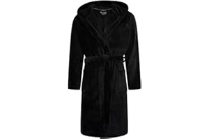 MICHAEL PAUL Dressing Gowns for Men | Super Soft Luxury Hooded Dressing Gown Black Grey Navy | Men's Warm and Cozy Fleece Nightwear Robe | Gifts for Men