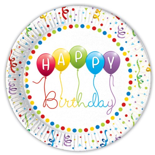 Happy Birthday Servietten Pappteller Groß 23cm