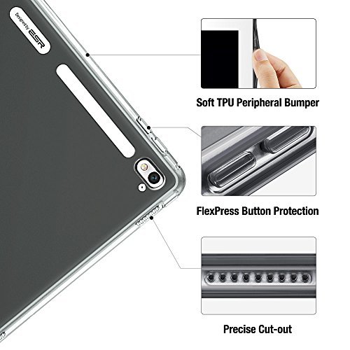 iPad Pro 9.7 Hülle, ESR® Durchscheinend Hintere Abdeckung (Silikon Rahmen + Hart PC Zurück) mit Kühlloch Schutzhülle für iPad Pro 9.7 (Grau) - 5